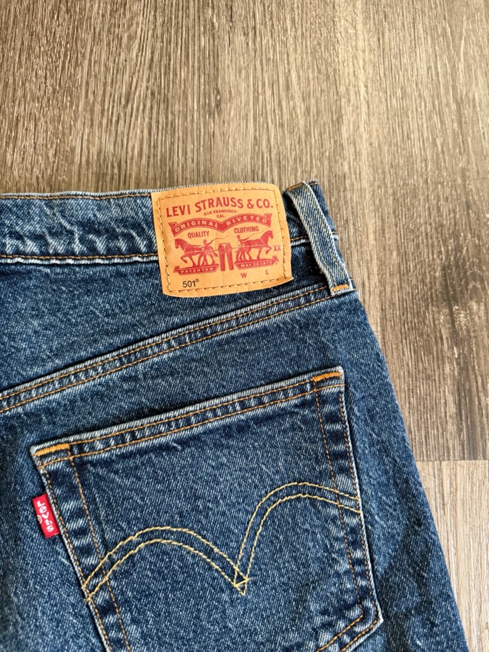 Levi's Dark Blue Distressed Cutoff Denim Shorts - Picture 7 of 7